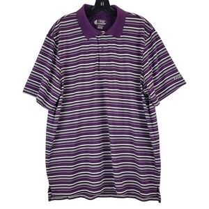 IZOD XFG Polo Shirt Mens XL Purple White Striped Golf Golfer Casual Athleisure